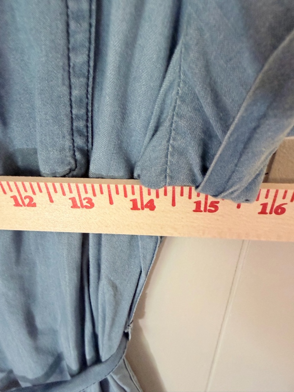 Stillwater Supply Co. Light Blue Denim Shirt Dress Tie Waist Tencel Large - Picture 5 of 7